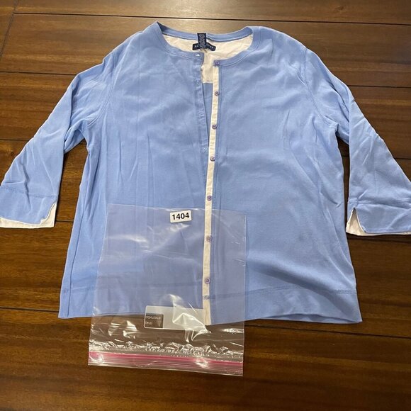 Karen Scott Women's Button-Up Blue Cardigan Sweaters Size XLarge 3/4 sleeve - Picture 8 of 9